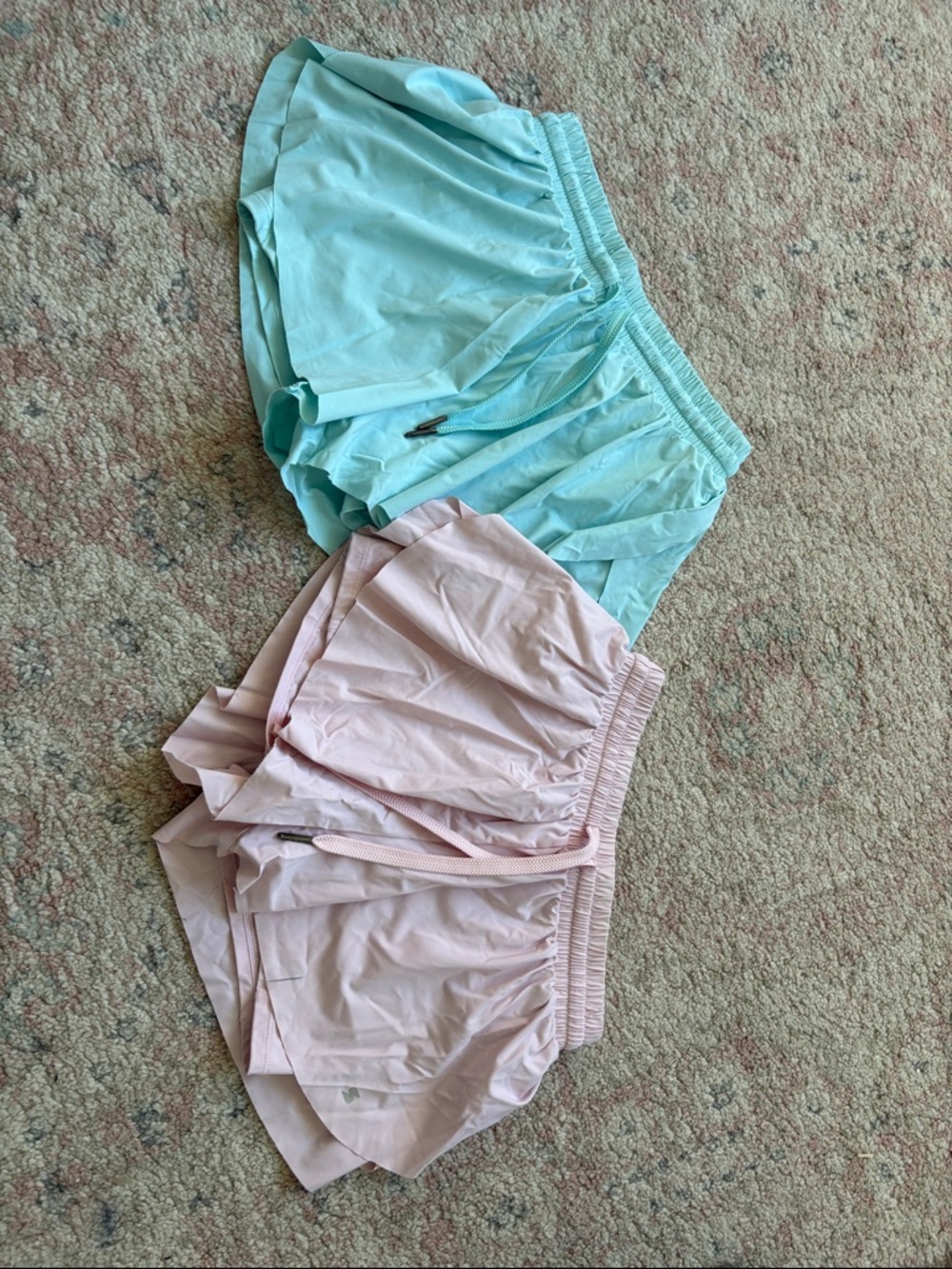 Girls Athletic Shorts - Pink & Light Blue